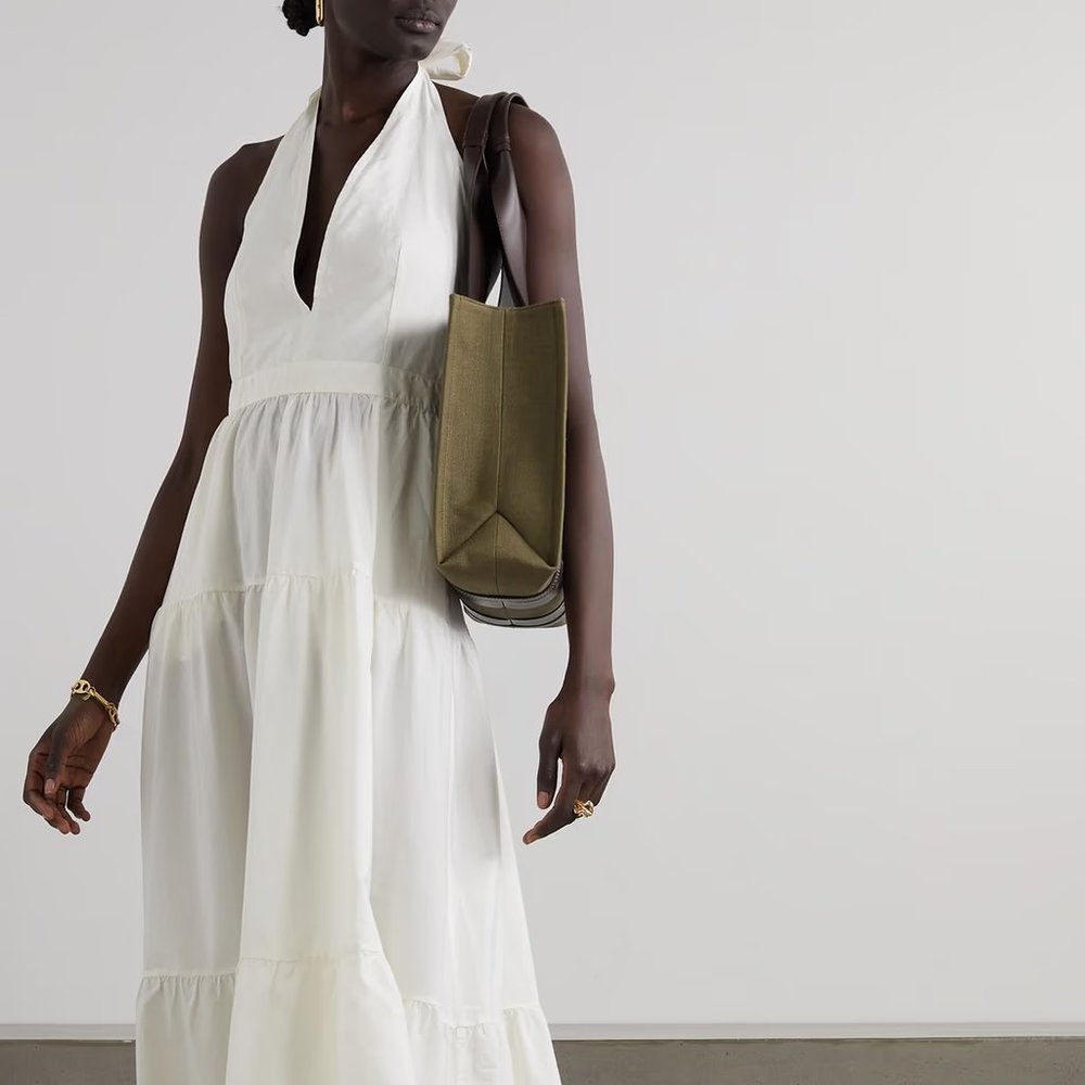 EMPORIO SIRENUSE Colette tiered cotton-poplin halterneck maxi dress